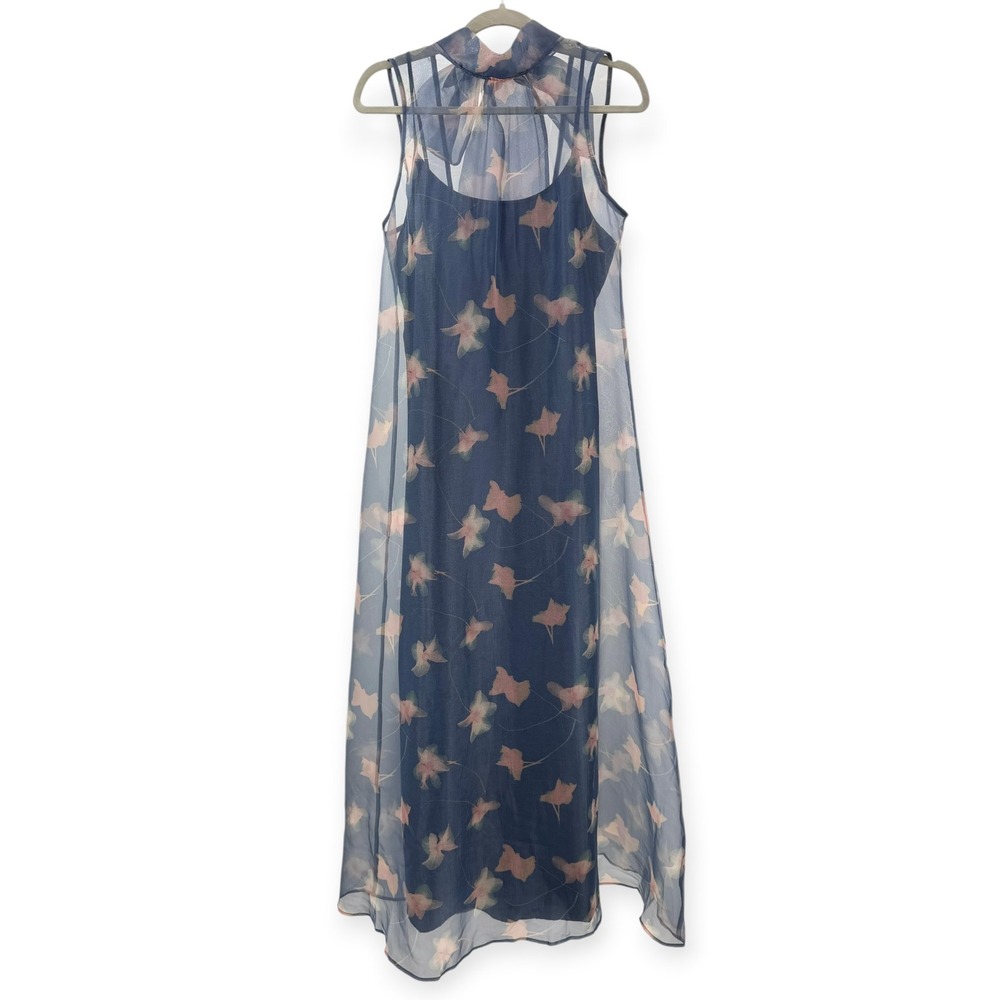 NWT CAARA Alette Maxi Halter Dress in Navy Flutter - Size Medium - Picture 5 of 12